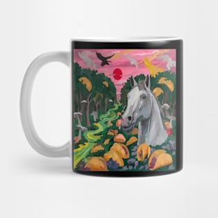 watercolor horse head statue with tacos Mug